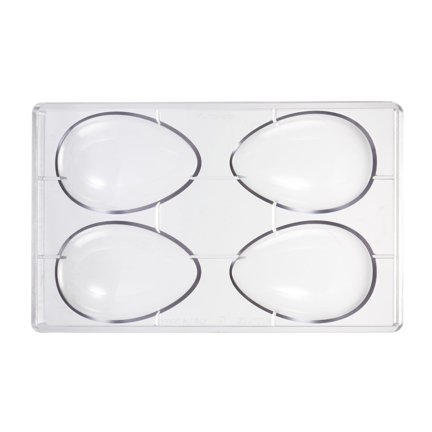 POLYCARBONATE MOLD FOR 2 EGGS 70GR 72X105MM | 4 HALVES