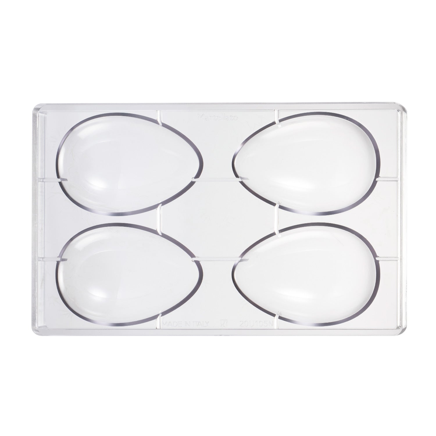 STAMPO IN POLICARBONATO PER 2 UOVA 70GR 72X105MM | 4 METÀ