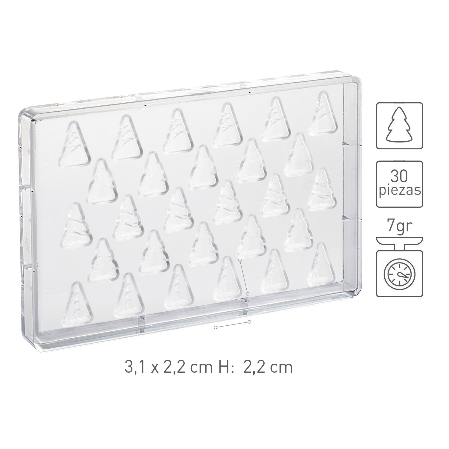 BOLOR DE POLICARBONATO ÁRVORE DE NATAL TREE 31X22 H 22MM | 30 PEÇAS