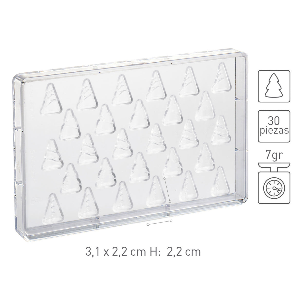 BOLOR DE POLICARBONATO ÁRVORE DE NATAL TREE 31X22 H 22MM | 30 PEÇAS