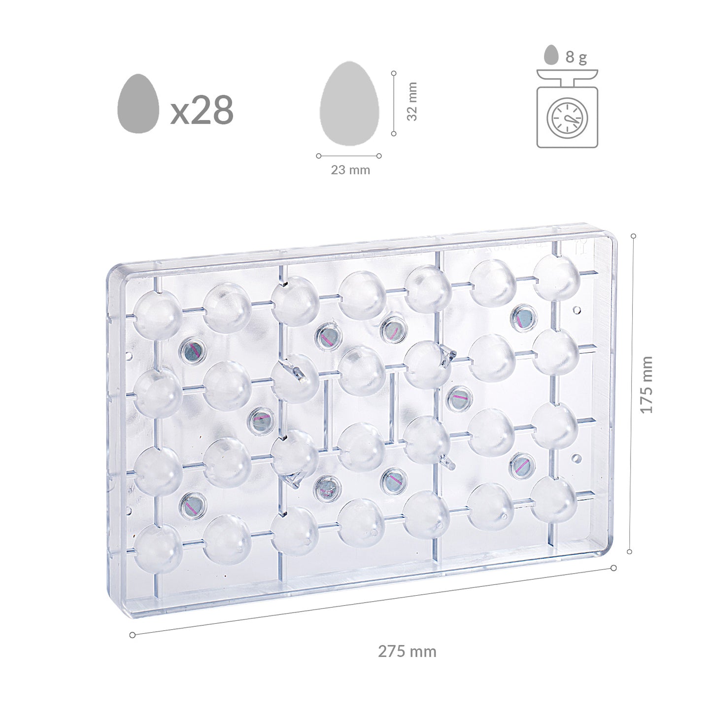 MOULE POLYCARONATE OEUF 3D AVEC AIMANTS 23X32H23MM | 28PCS