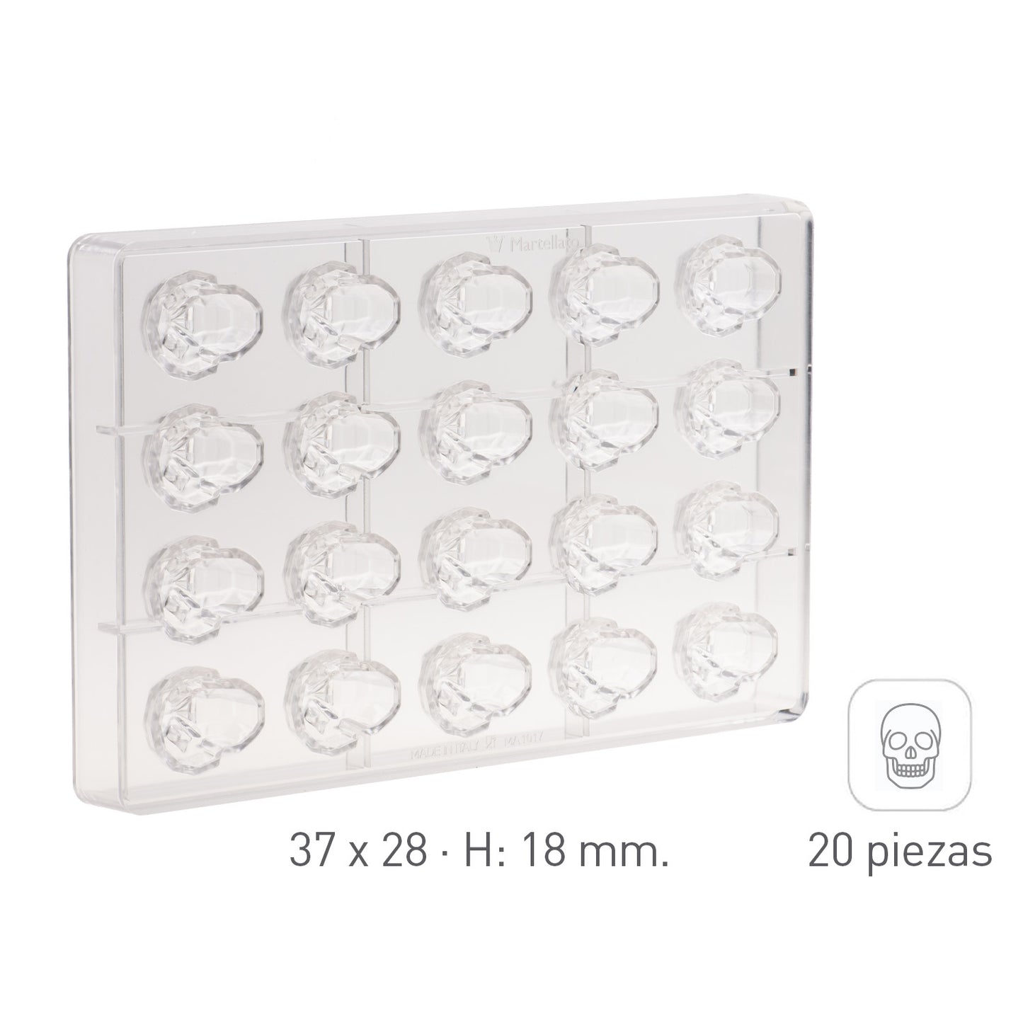 MOLDE POLYCARBONATO CALAVERA DIAMOND 37X28 H18MM | 20U