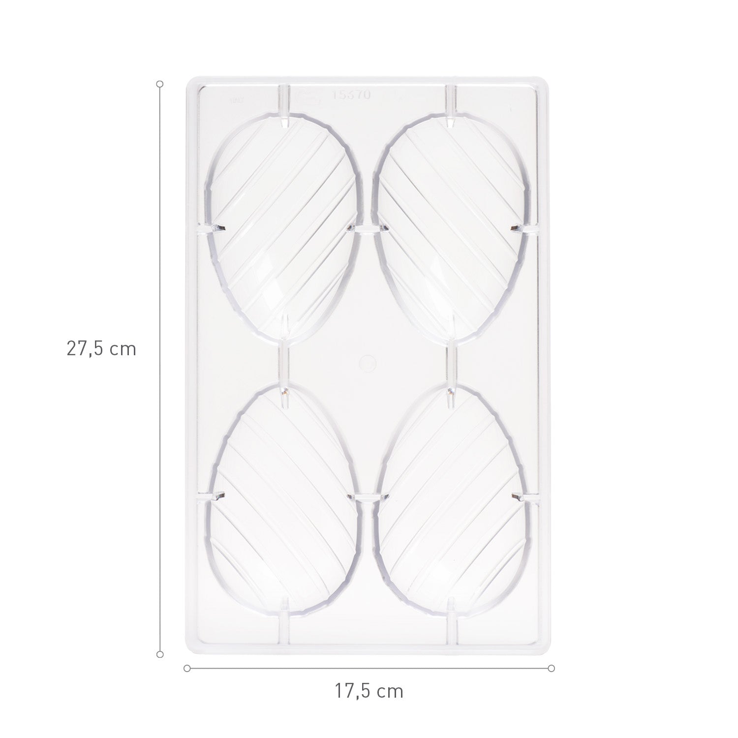 MOLDE POLICARBONATO HUEVO RAYAS PASCUA 70G 106X70 MM  4UD