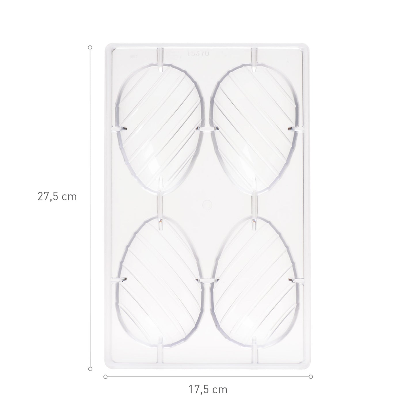 MOLDE POLICARBONATO HUEVO RAYAS PASCUA 70G 106X70 MM  4UD