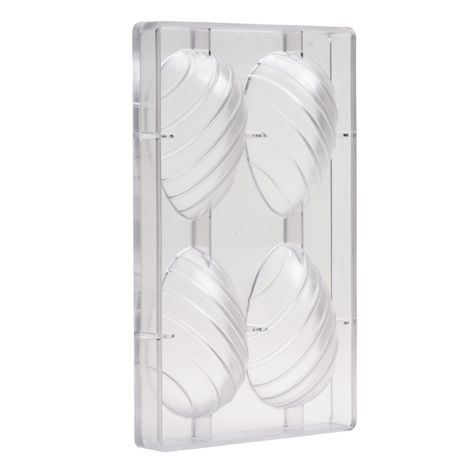 MOLDE POLICARBONATO HUEVO RAYAS PASCUA 70G 106X70 MM  4UD