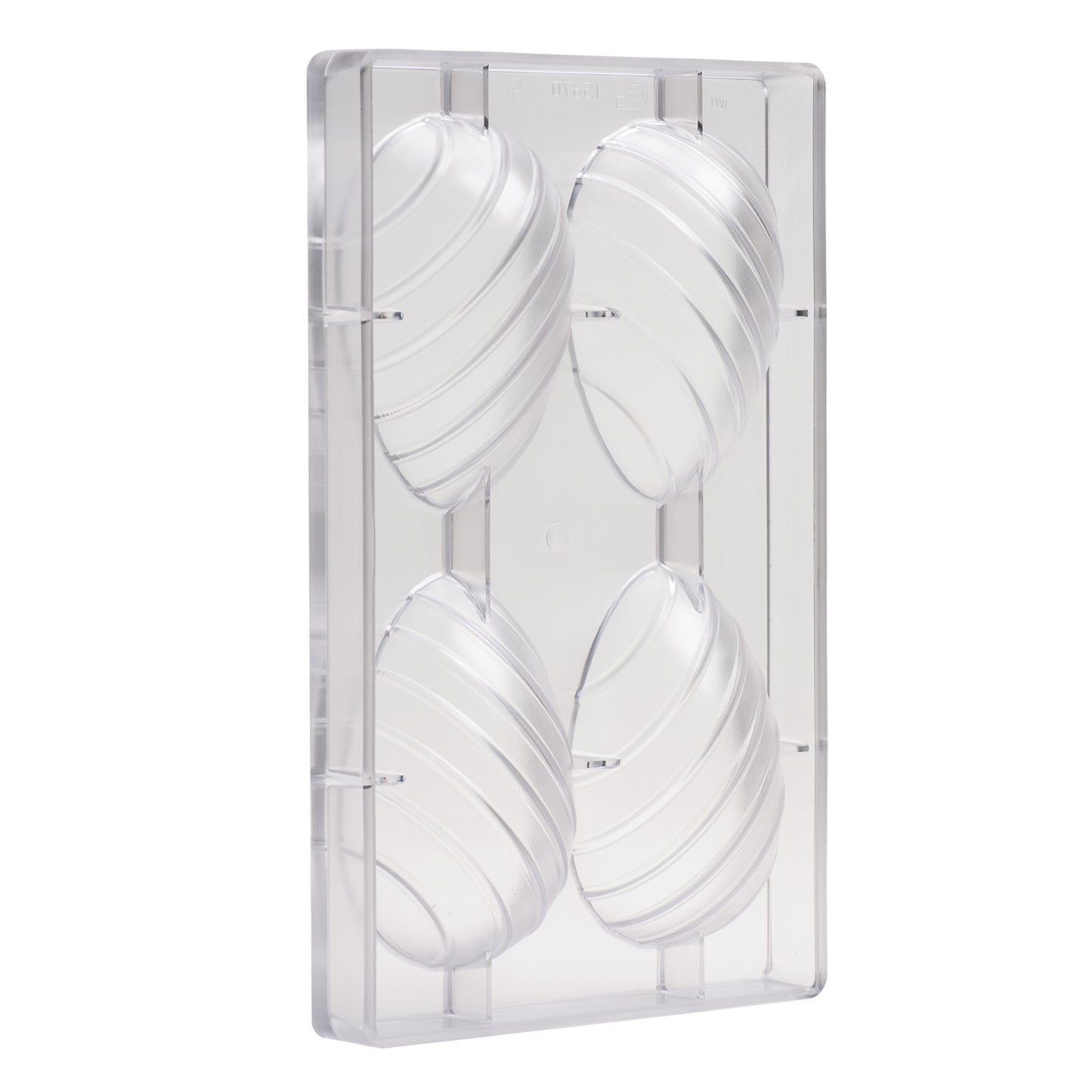 MOLDE POLICARBONATO HUEVO RAYAS PASCUA 70G 106X70 MM  4UD