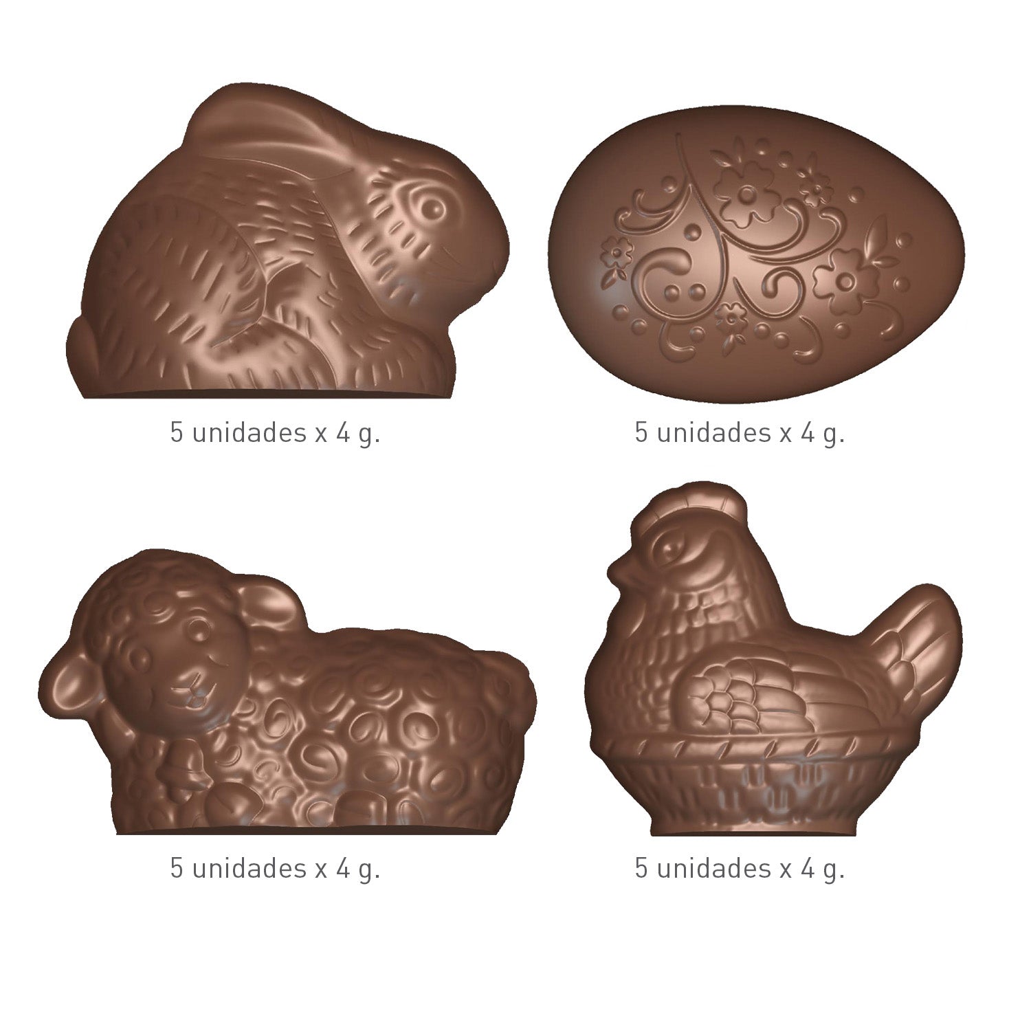 MOULE POLYCARBONATE ASSORTIMENT PÂQUES 4G 275X175MM