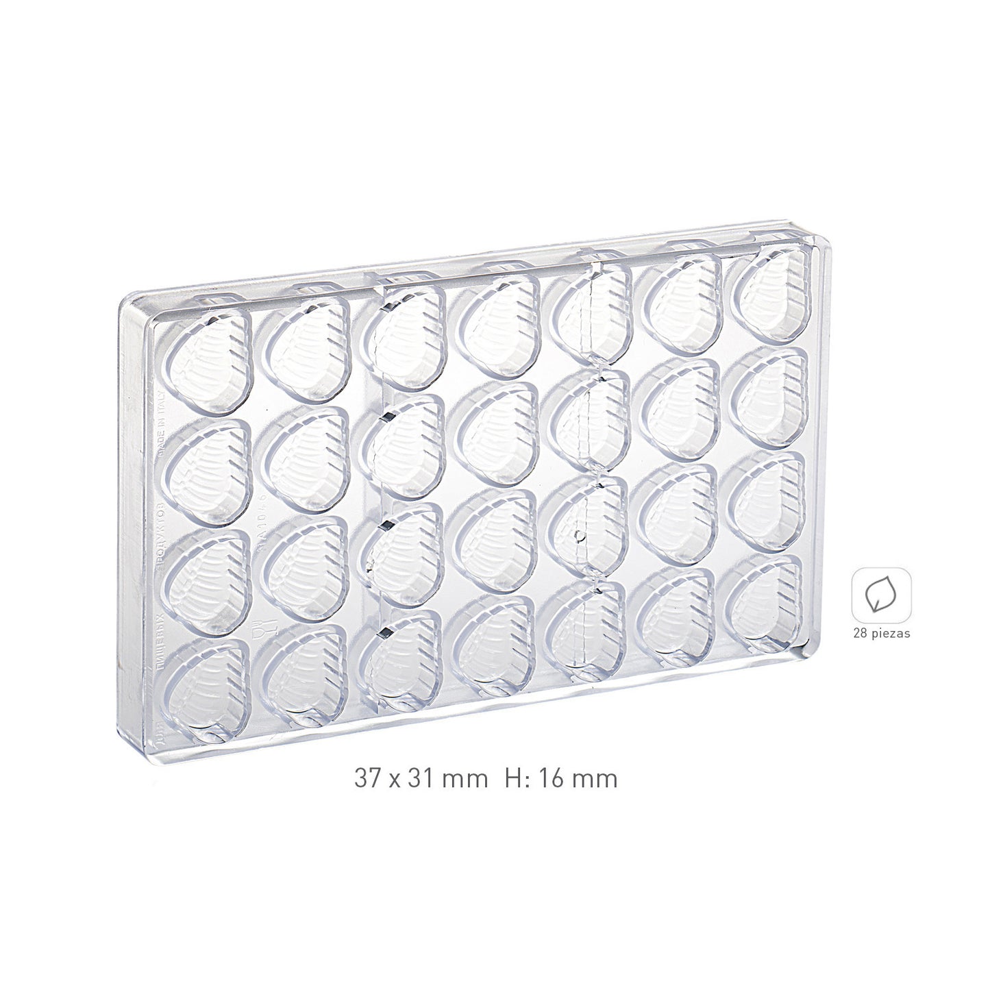 POLYCARBONATE MOULD PRALINE 37X31 H16MM | 28 PCS