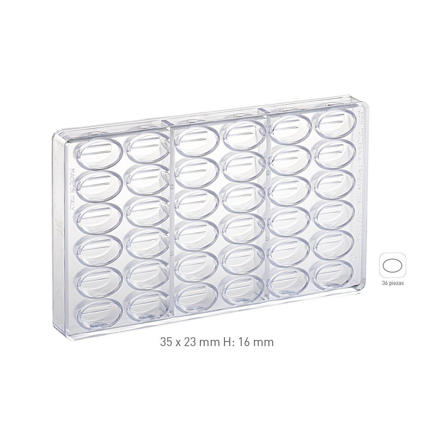 MOLDE POLICARBONATO PRALINE 35X23 H16MM | 36 PIEZAS