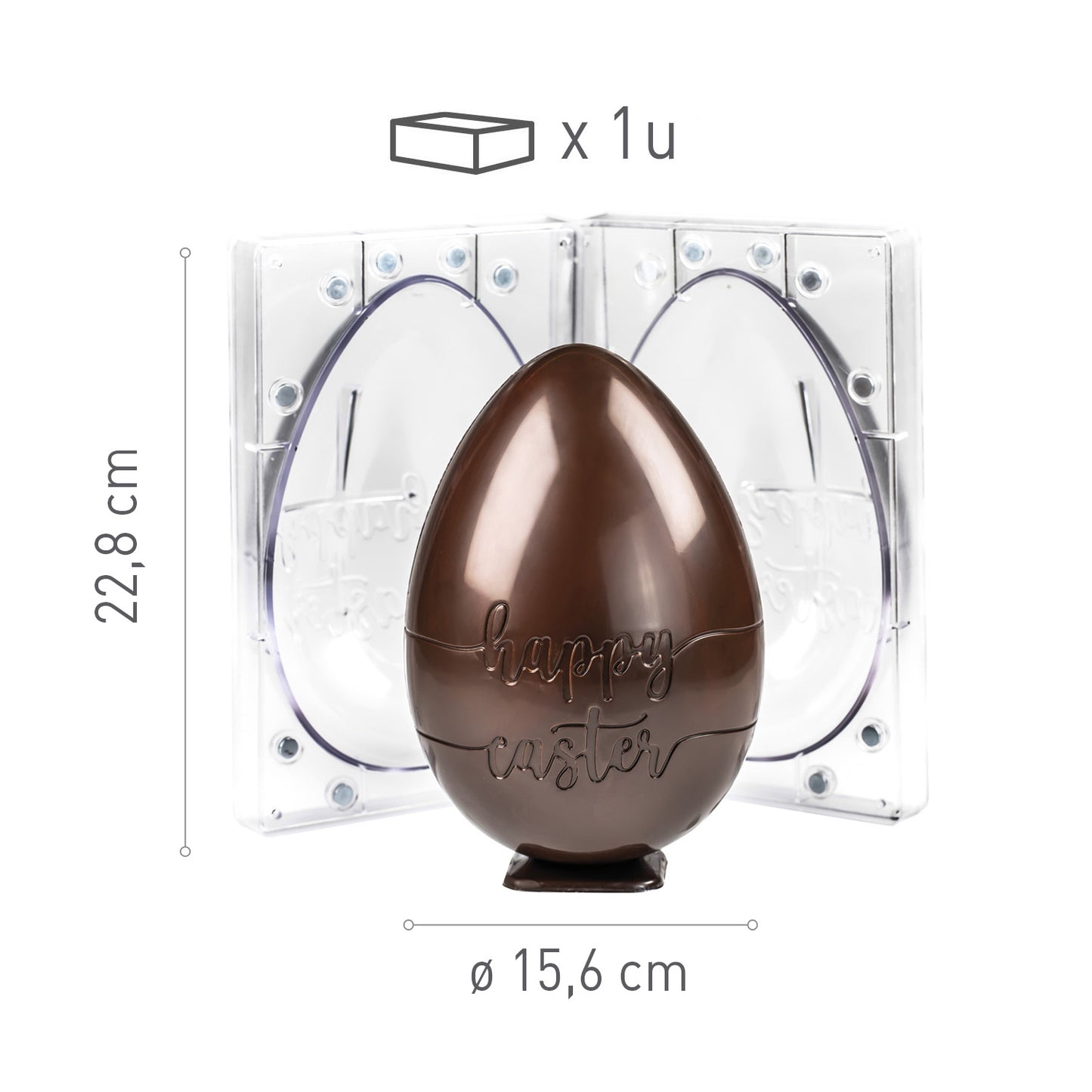 MOLDE POLICARBONATO HUEVO 3D HAPPY EASTER DIAM156H228MM
