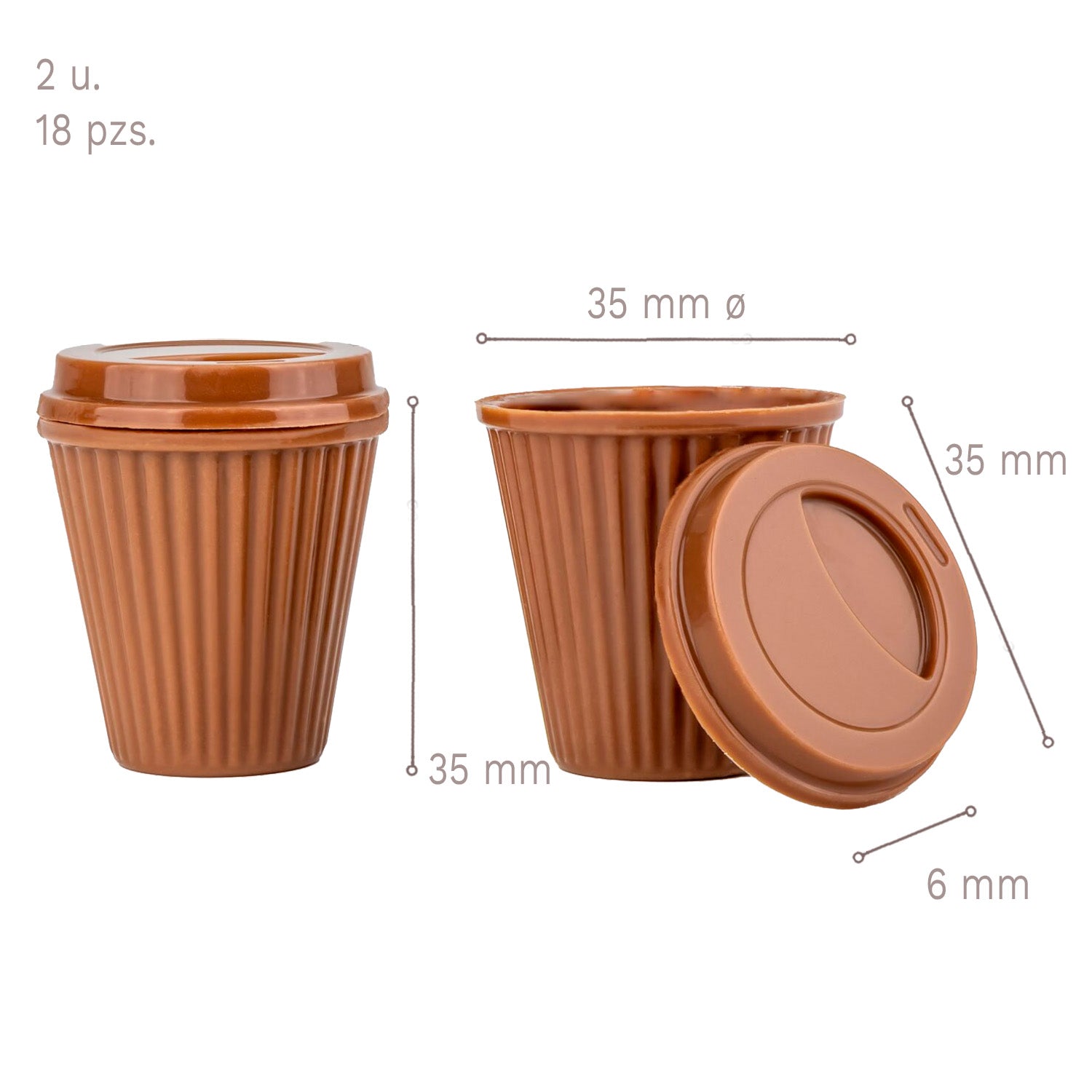 MOLDE POLICARBONATO VASO+TAPA BARISTA - 2 MOLDES DE 18 PZS