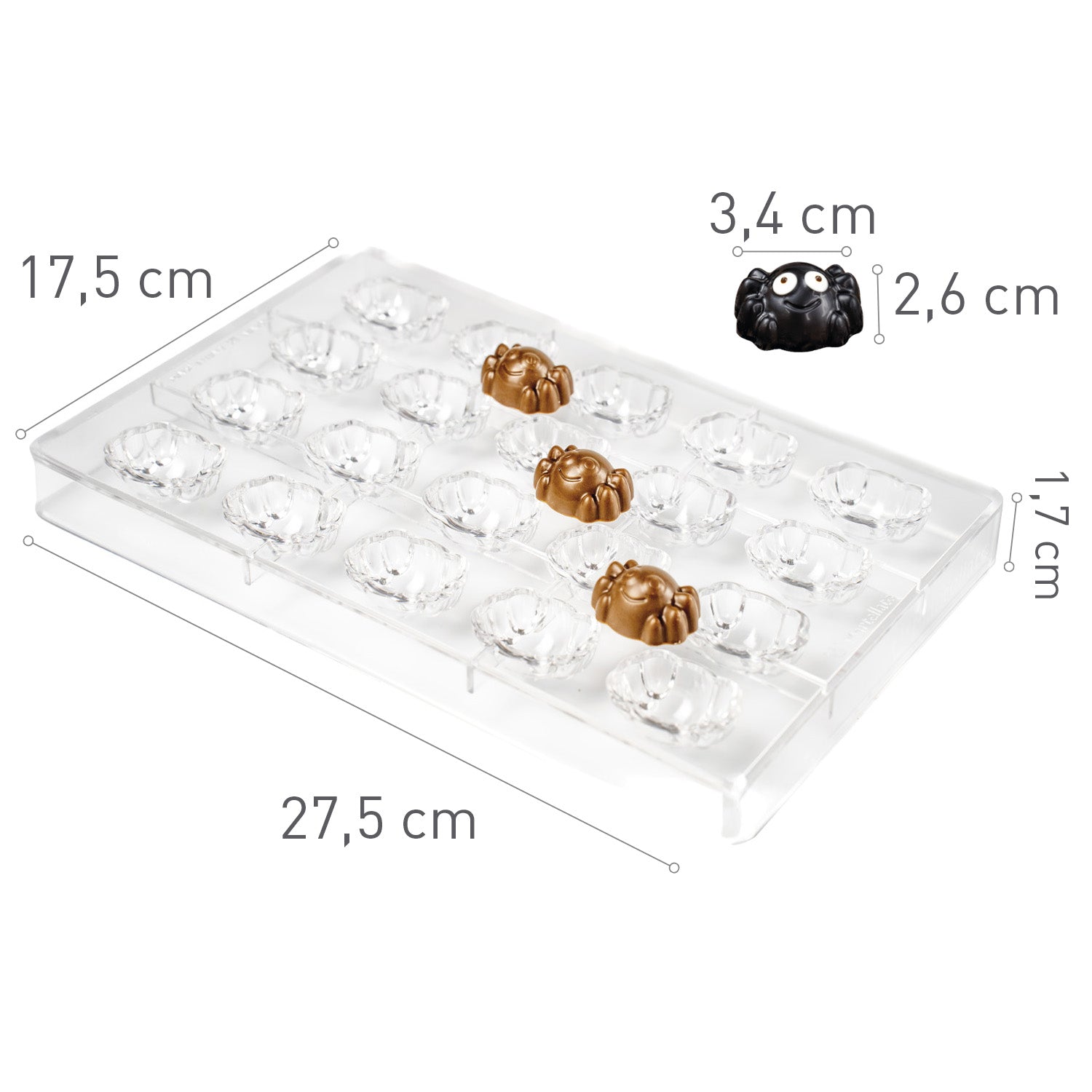 MOLDE DE POLICARBONATO ARANHA SIMPÁTICA 34X26H17MM