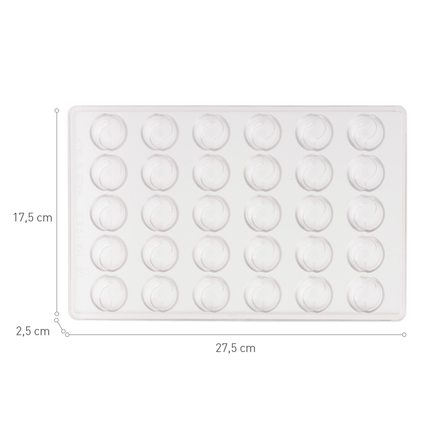 MOULE POLYCARBONATE CHOCOLAT 30 PCS 7GR  26X26 H20MM