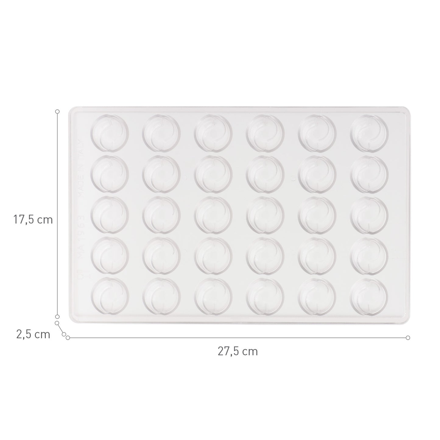 MOULE POLYCARBONATE CHOCOLAT 30 PCS 7GR  26X26 H20MM