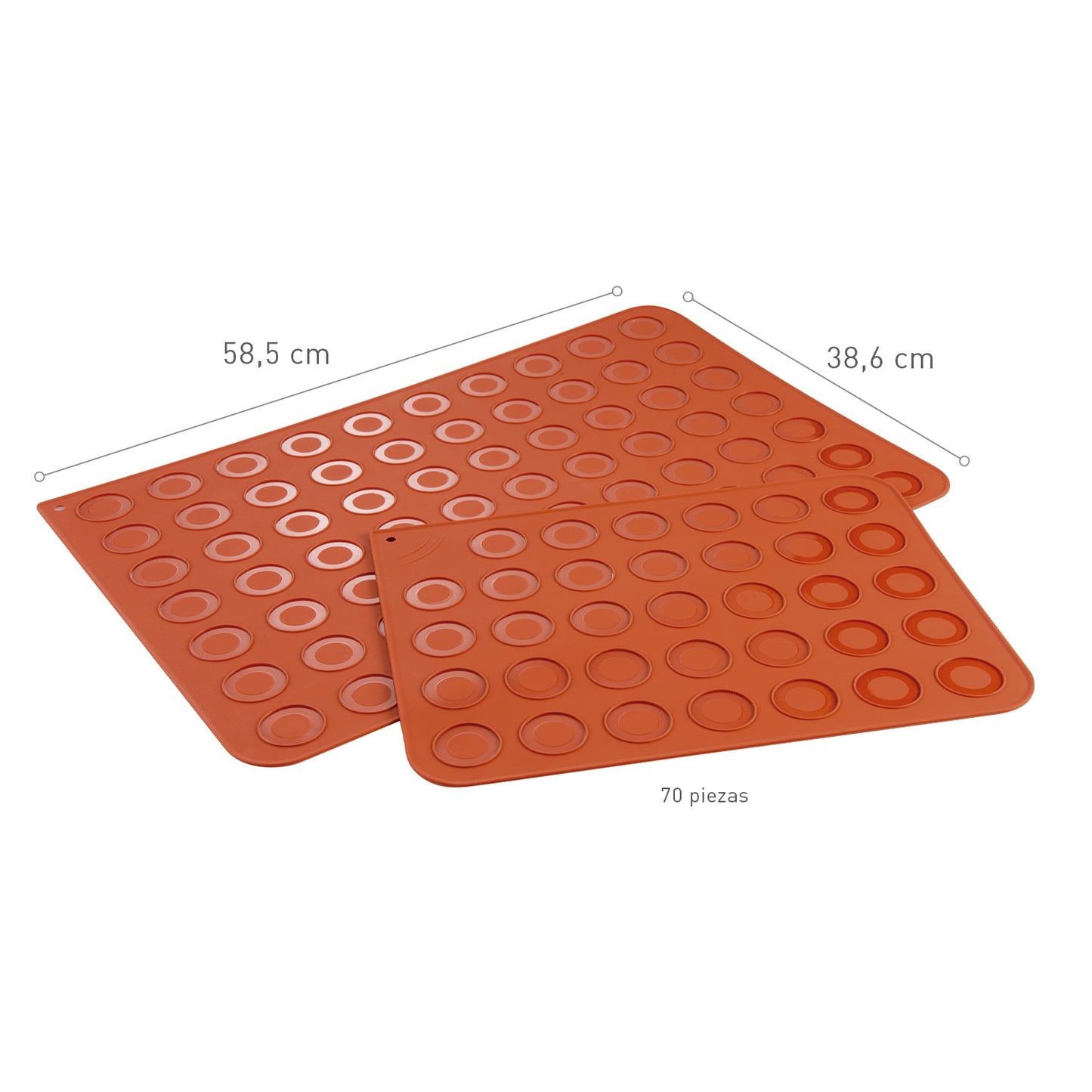 TAPETE SILICONA MACARONS 58,5X38,6CM 70 PIEZAS | Ø 40MM