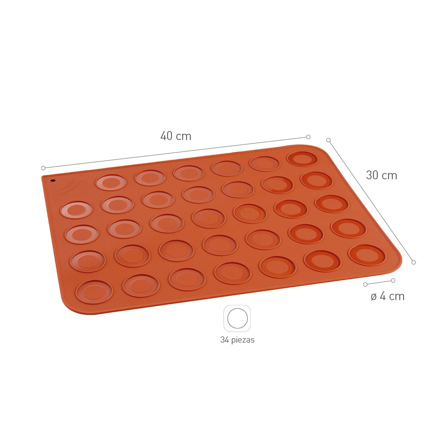 TAPIS SILICONE MACARONS 30X40CM | 34 PCS Ø 40MM