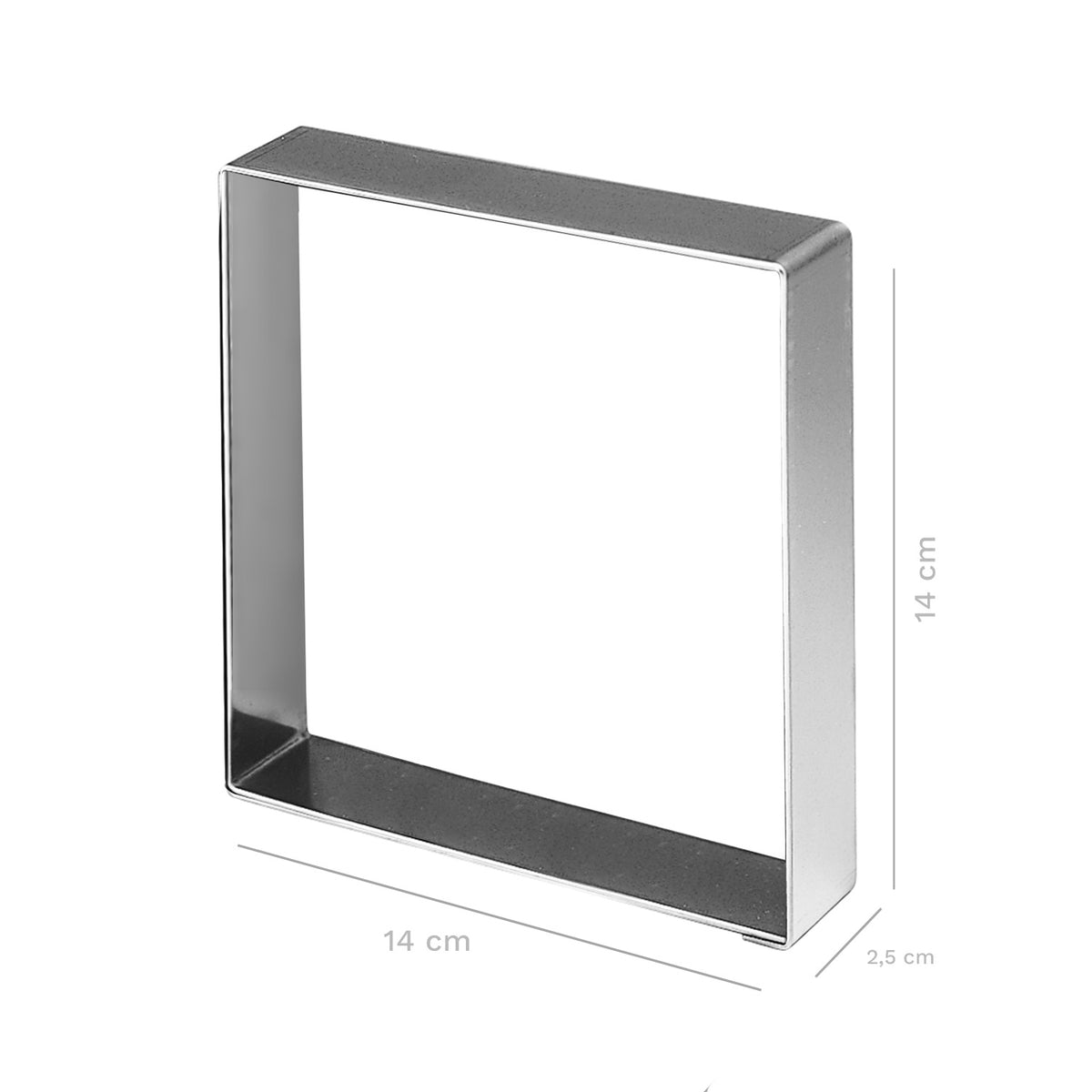 SQUARE STAINLESS STEEL CAKE RING 14X14CM H 2,5CM