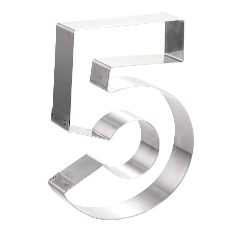 STAINLESS STEEL CAKE MOLD NUMBER FIVE 20 x 16 x 4 CM