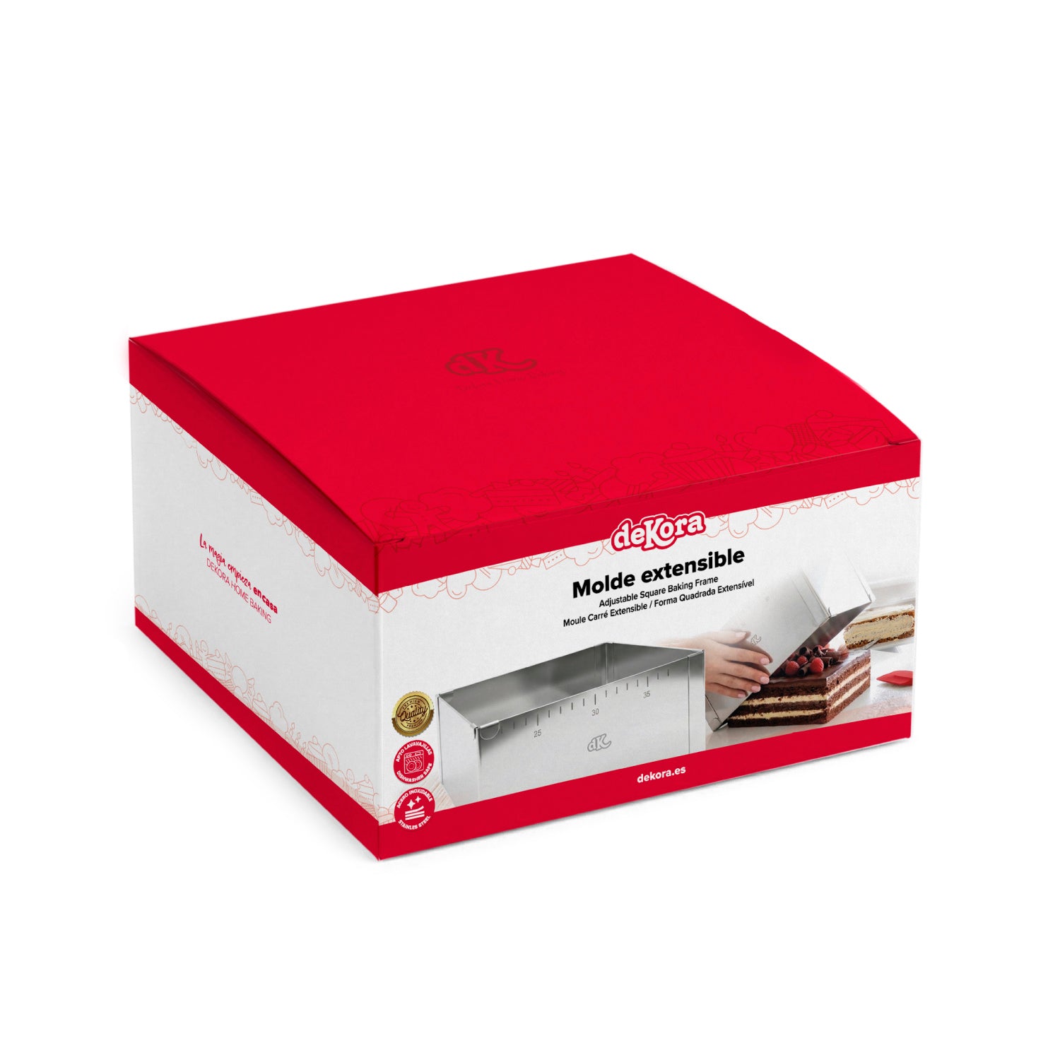 MOULE CARRÉ EXTENSIBLE EN ACIER INOXYDABLE Ø 20-35CM H 10CM-