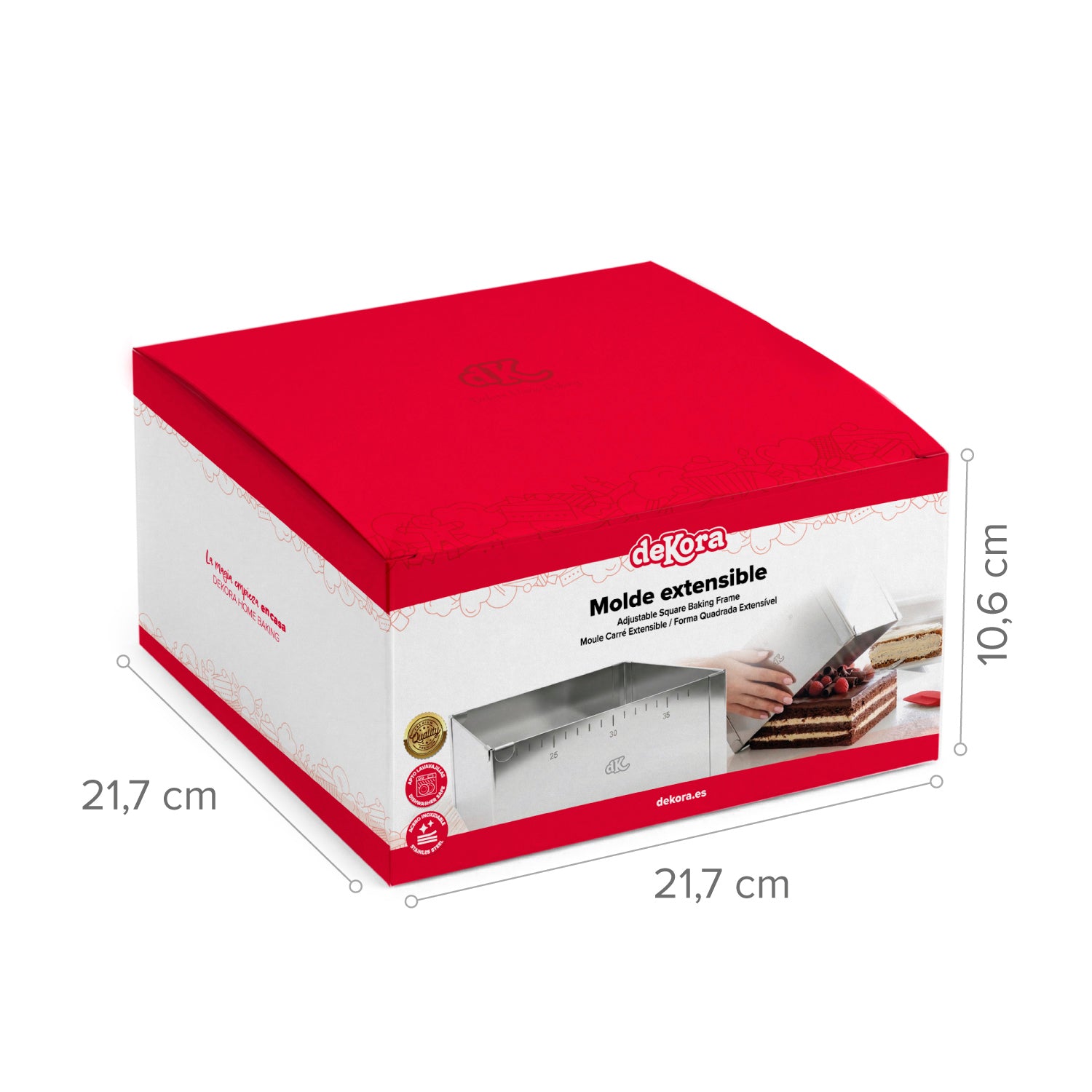 MOULE CARRÉ EXTENSIBLE EN ACIER INOXYDABLE Ø 20-35CM H 10CM-