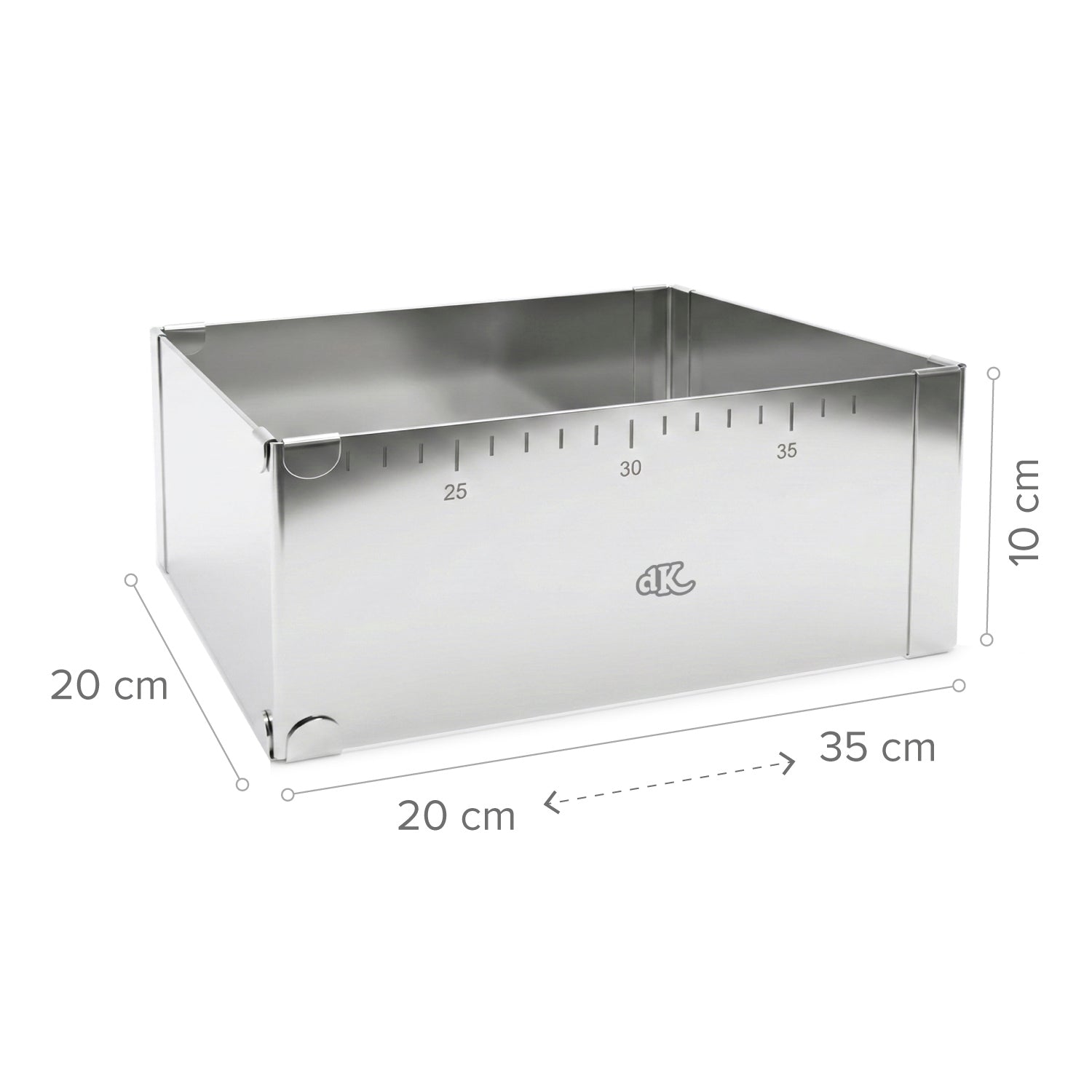 MOULE CARRÉ EXTENSIBLE EN ACIER INOXYDABLE Ø 20-35CM H 10CM-