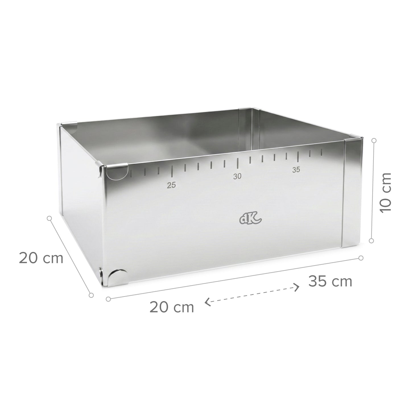 MOULE CARRÉ EXTENSIBLE EN ACIER INOXYDABLE Ø 20-35CM H 10CM-