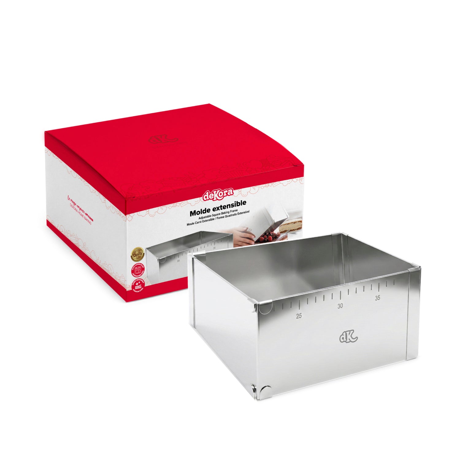 MOULE CARRÉ EXTENSIBLE EN ACIER INOXYDABLE Ø 20-35CM H 10CM-
