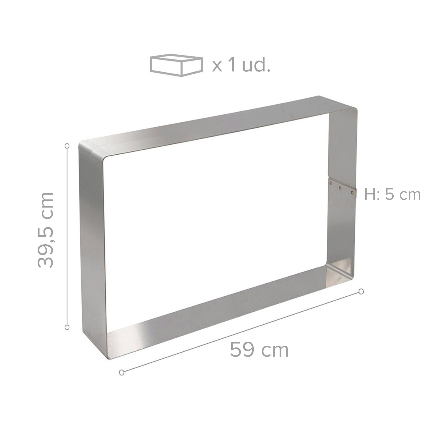 MOLDE RECTANGULAR ACERO INOX 59 x 39,5 X H 5CM