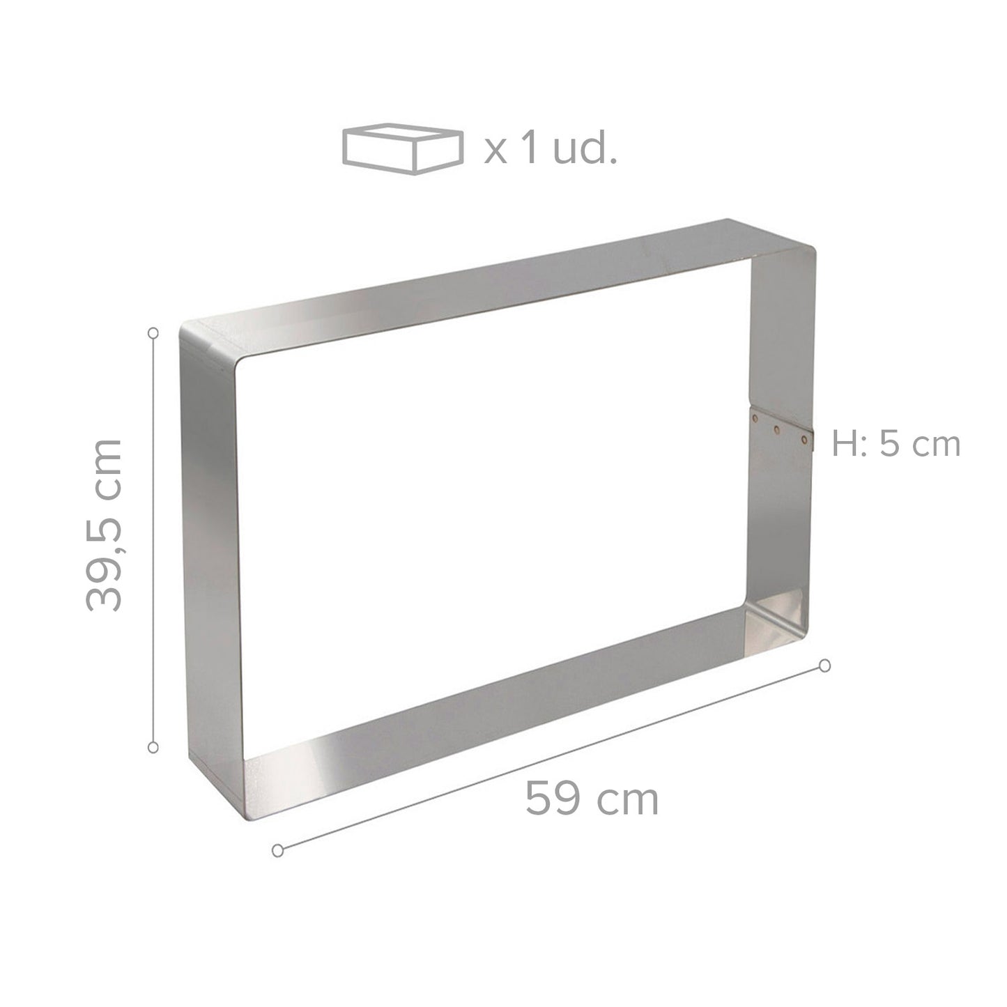 MOLDE RECTANGULAR ACERO INOX 59 x 39,5 X H 5CM