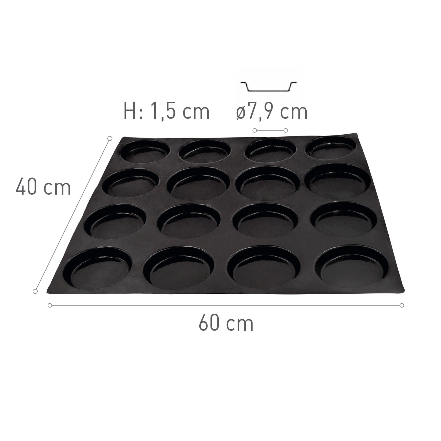 STAMPO FLEXIPAN 24 BRIOCHETTE ROTONDE Ø 79 H15MM Vol 65ml 60*40