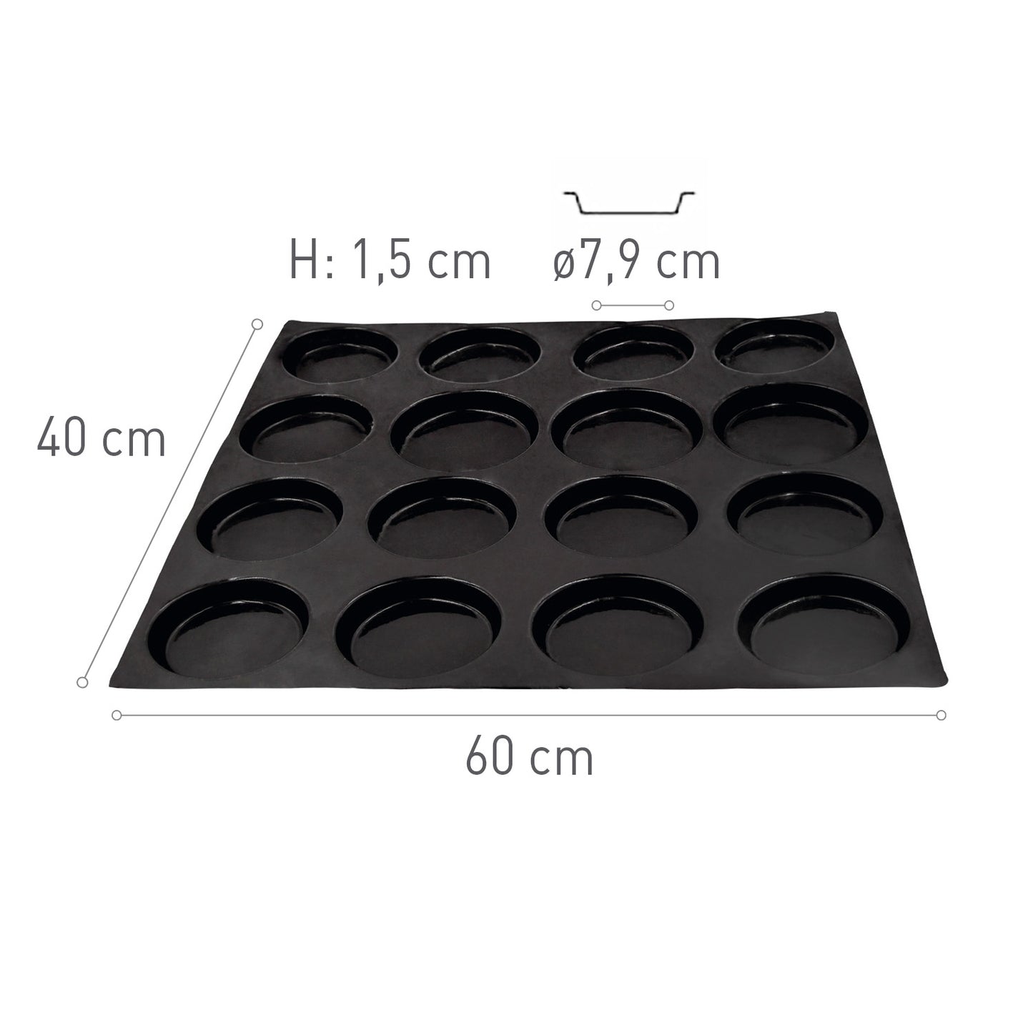 STAMPO FLEXIPAN 24 BRIOCHETTE ROTONDE Ø 79 H15MM Vol 65ml 60*40