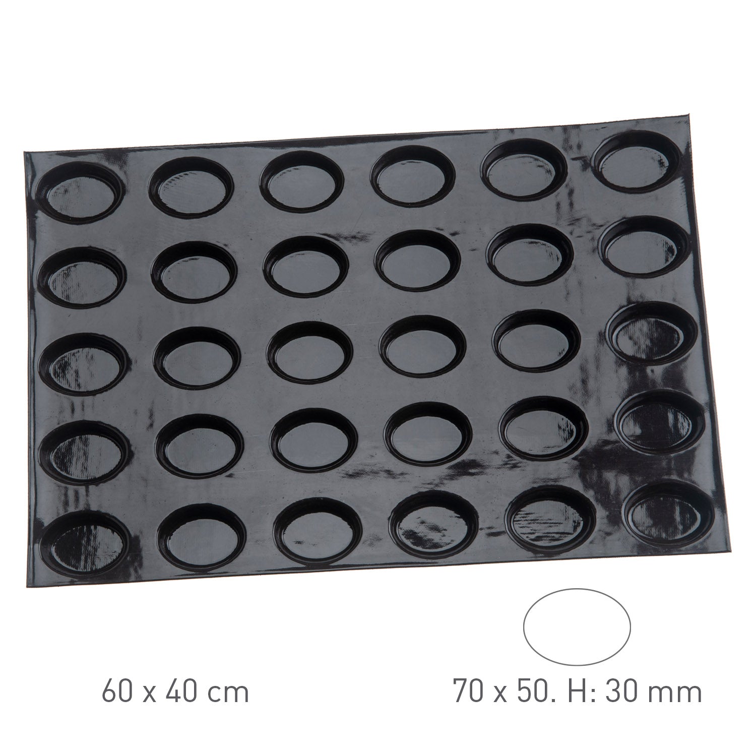 MOLDE SILICONA 30 ÓVALOS 69X49MM Vol 75ML | 60x40CM