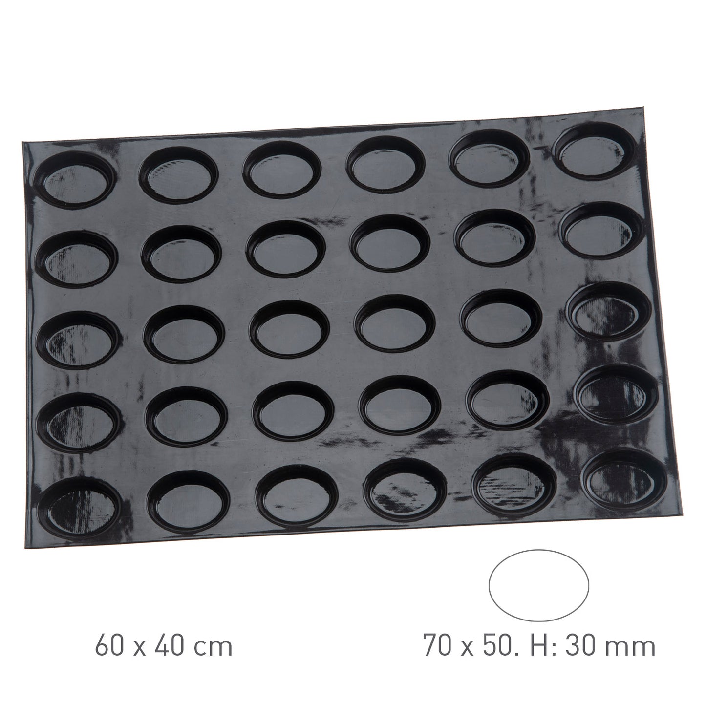 MOLDE SILICONA 30 ÓVALOS 69X49MM Vol 75ML | 60x40CM