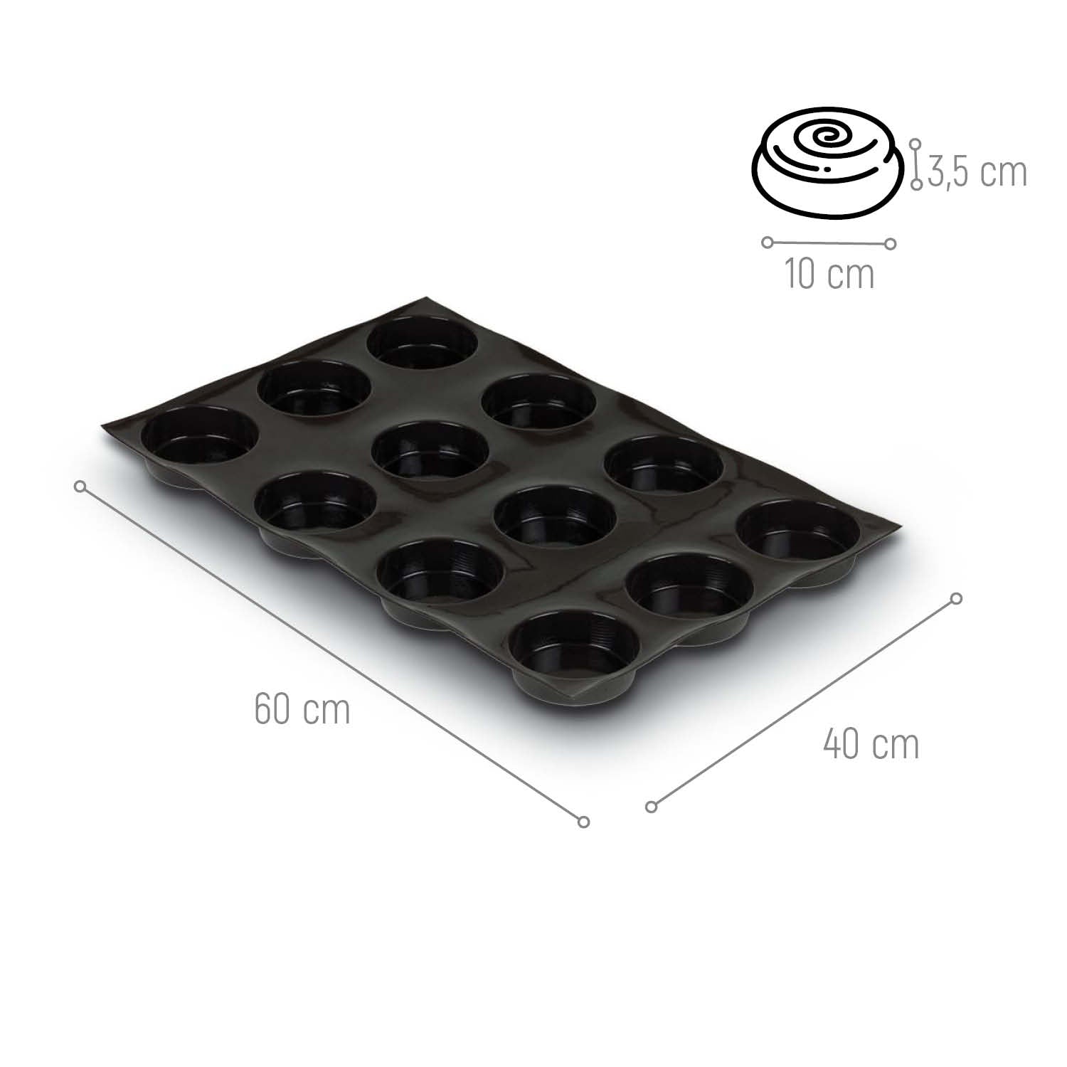 12 ROUND TATIN CAKE MOULDS 100X35MM  60X40CM