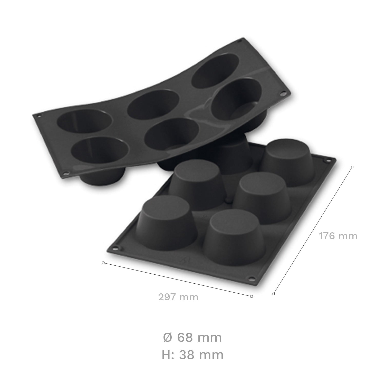 6 BIG MUFFIN SILICONE MOULD Ø 68 MM H38 MM