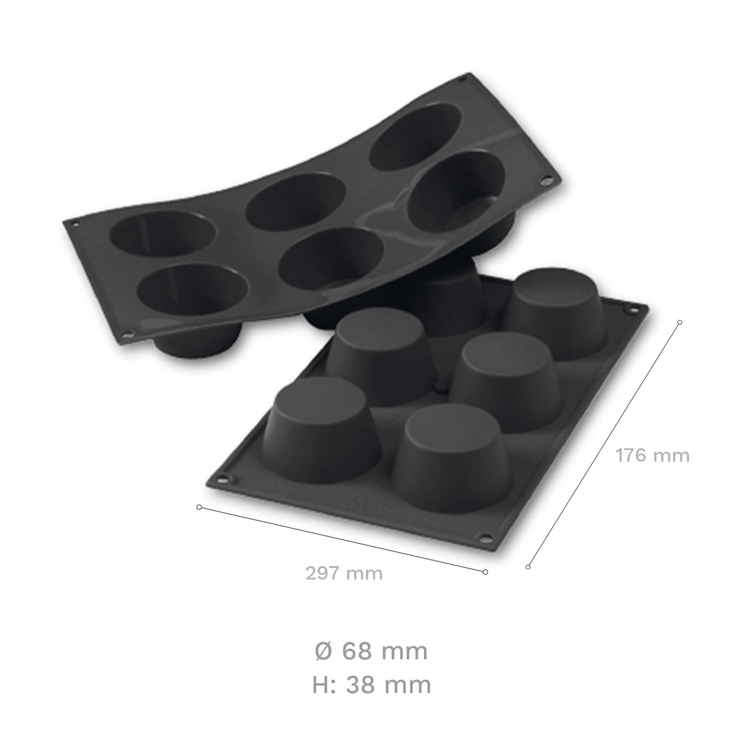 6 BIG MUFFIN SILICONE MOULD Ø 68 MM H38 MM