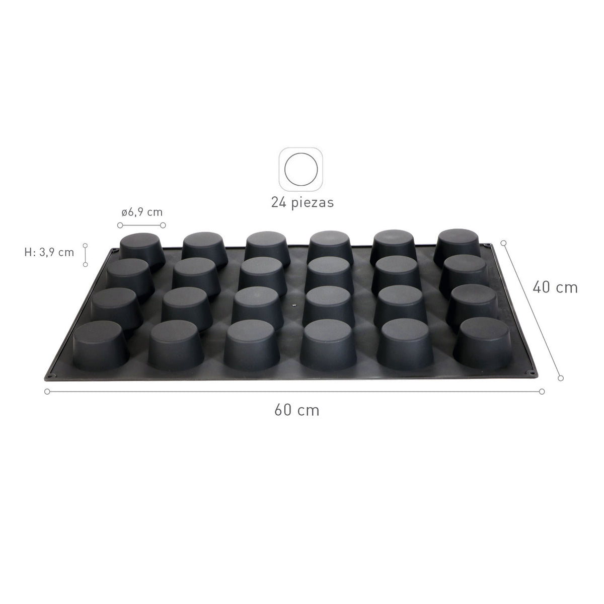 STAMPO SILICONE 24 MUFFIN Ø 69MM H39MM | 60X40CM