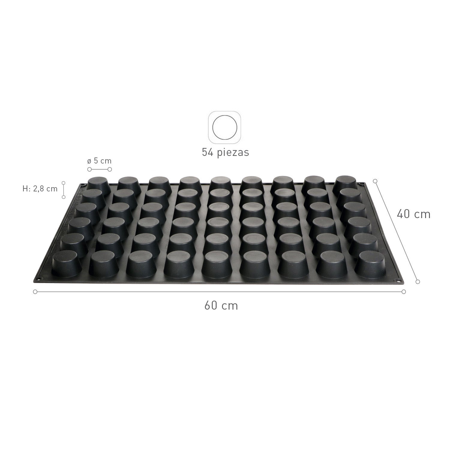 FORMA SILICONA 54 MINI MUFFINS Ø 50MM H28MM | 60X40CM