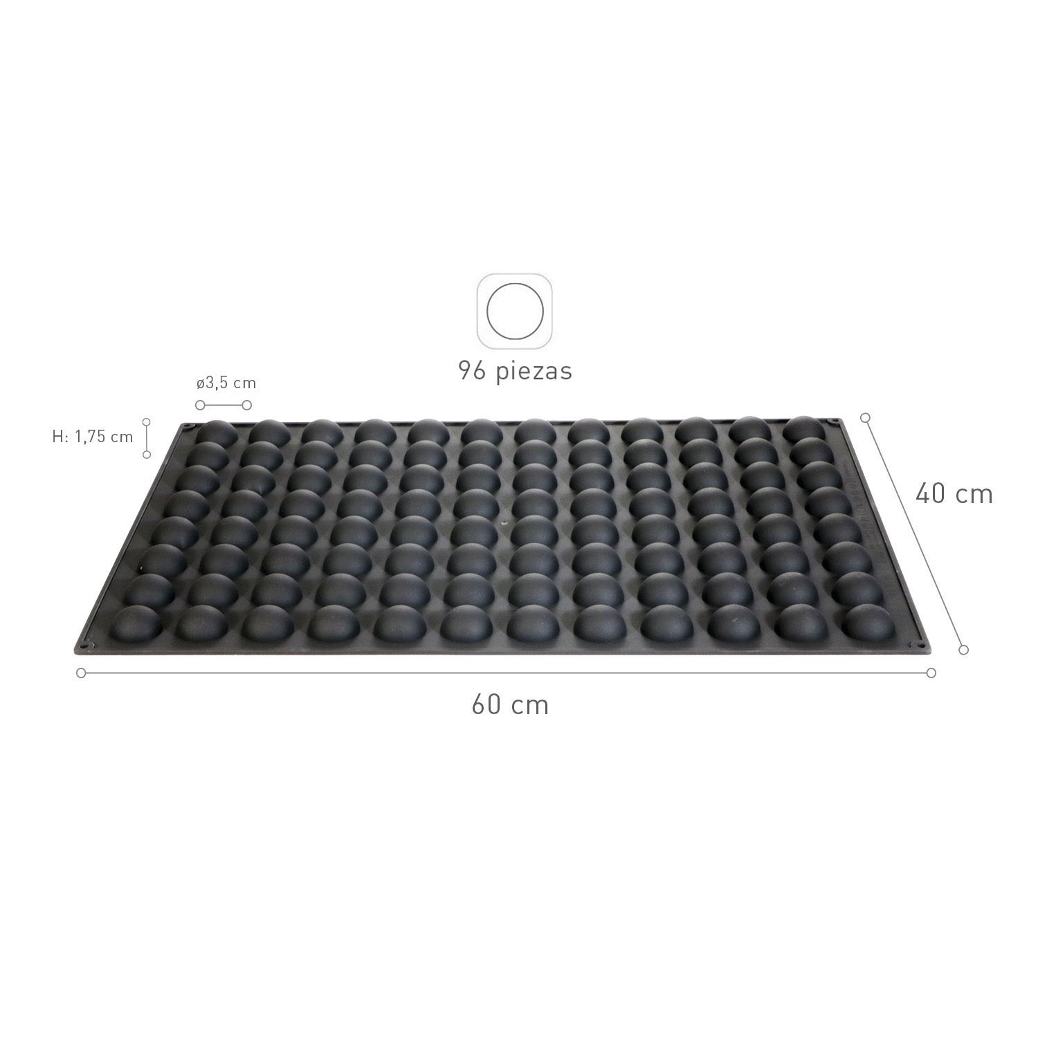 MOLDE SILICONA 96 MINI ESFERAS Ø 35MM H17.5MM | 60X40CM