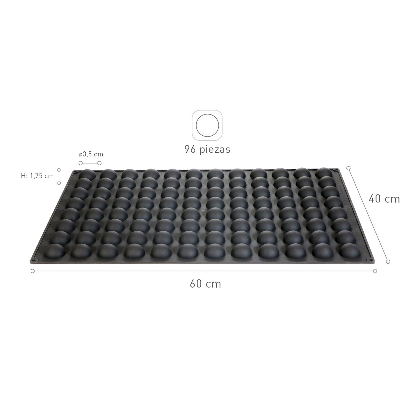 96 MINI SPHERES SILICON MOULD Ø 35MM H17.5MM | 60X40CM