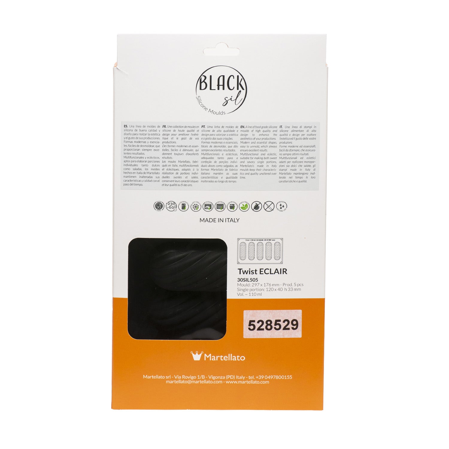 5 ECLAIR TWIST MOULDS 120 X40 H33MM