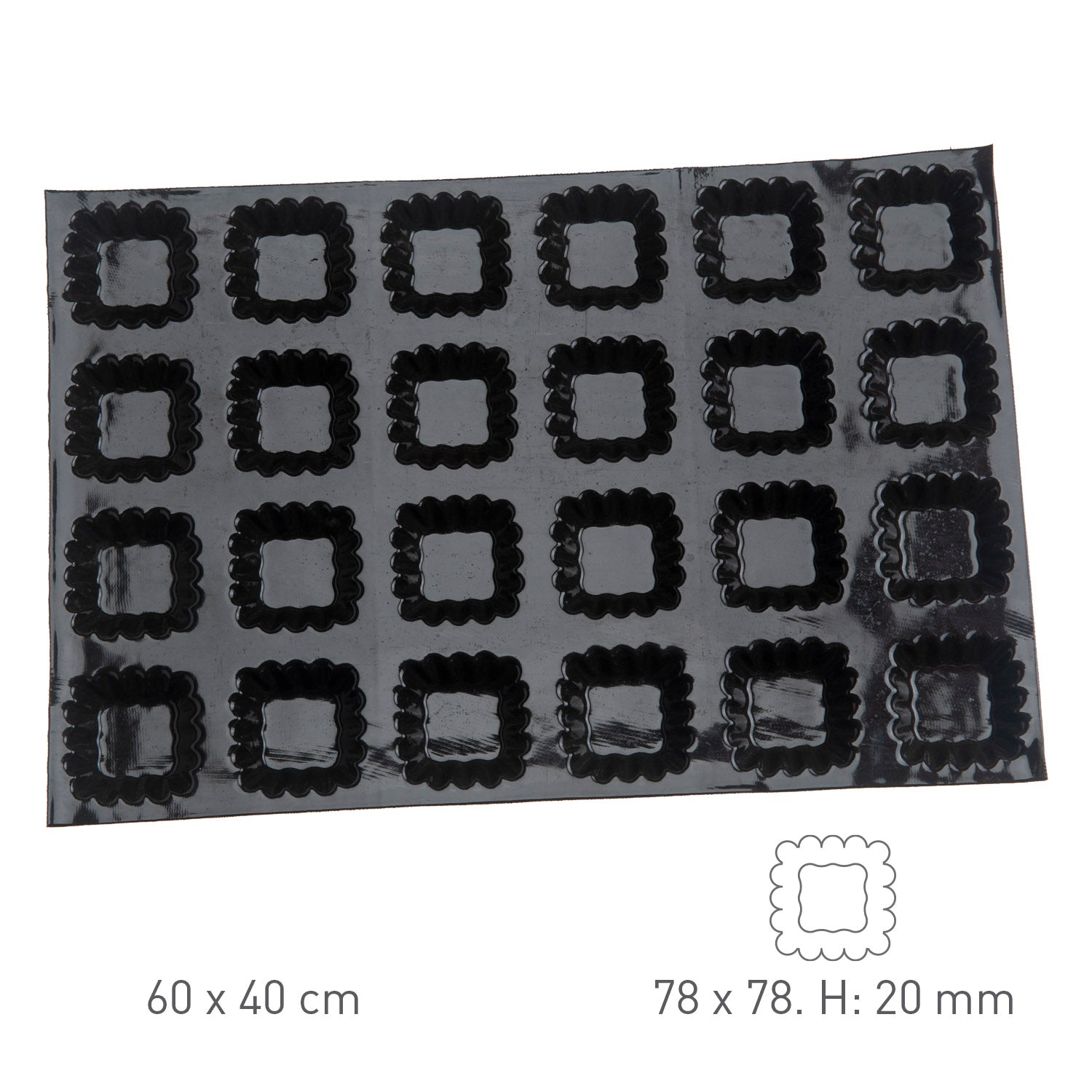 FLEXIPAN FLUTED SQUARE TARTLETS 78X78CM H20MM Vol 70ML