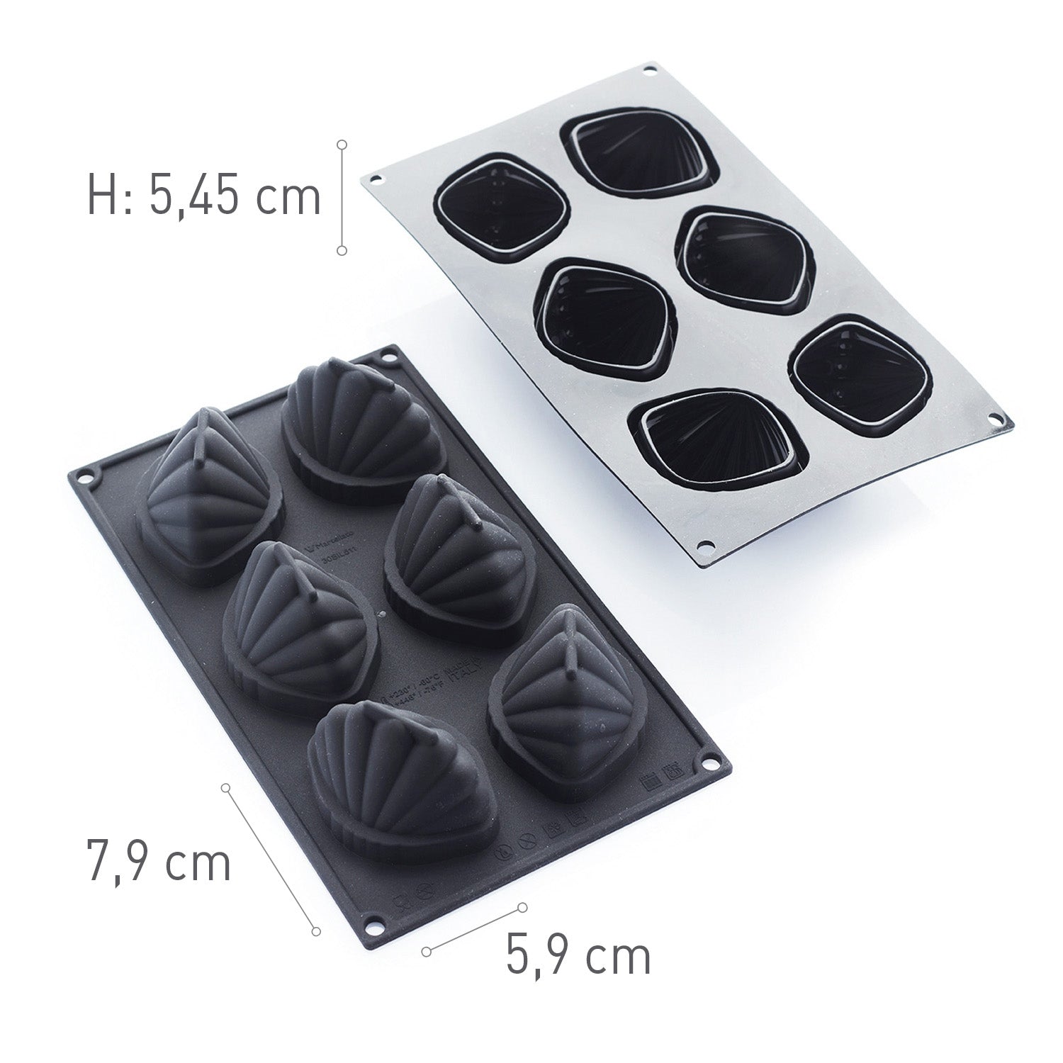 6 CALYPSO MOULDS 79X59 H 54.5 MM