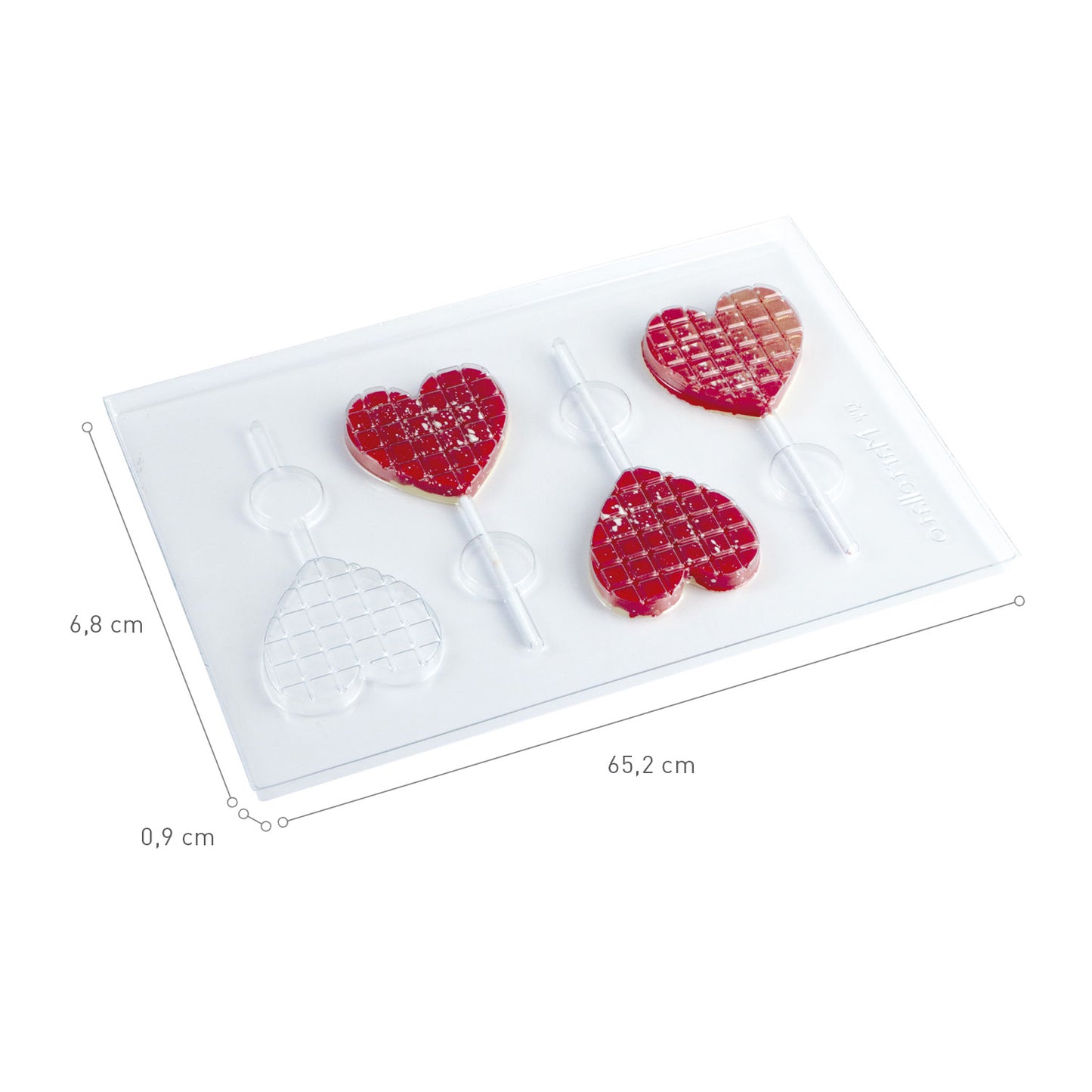 KIT 2 FORMAS PLASTICO CHOCOLATE  CHUPAS CORAÇÃO 68X65XH9MM