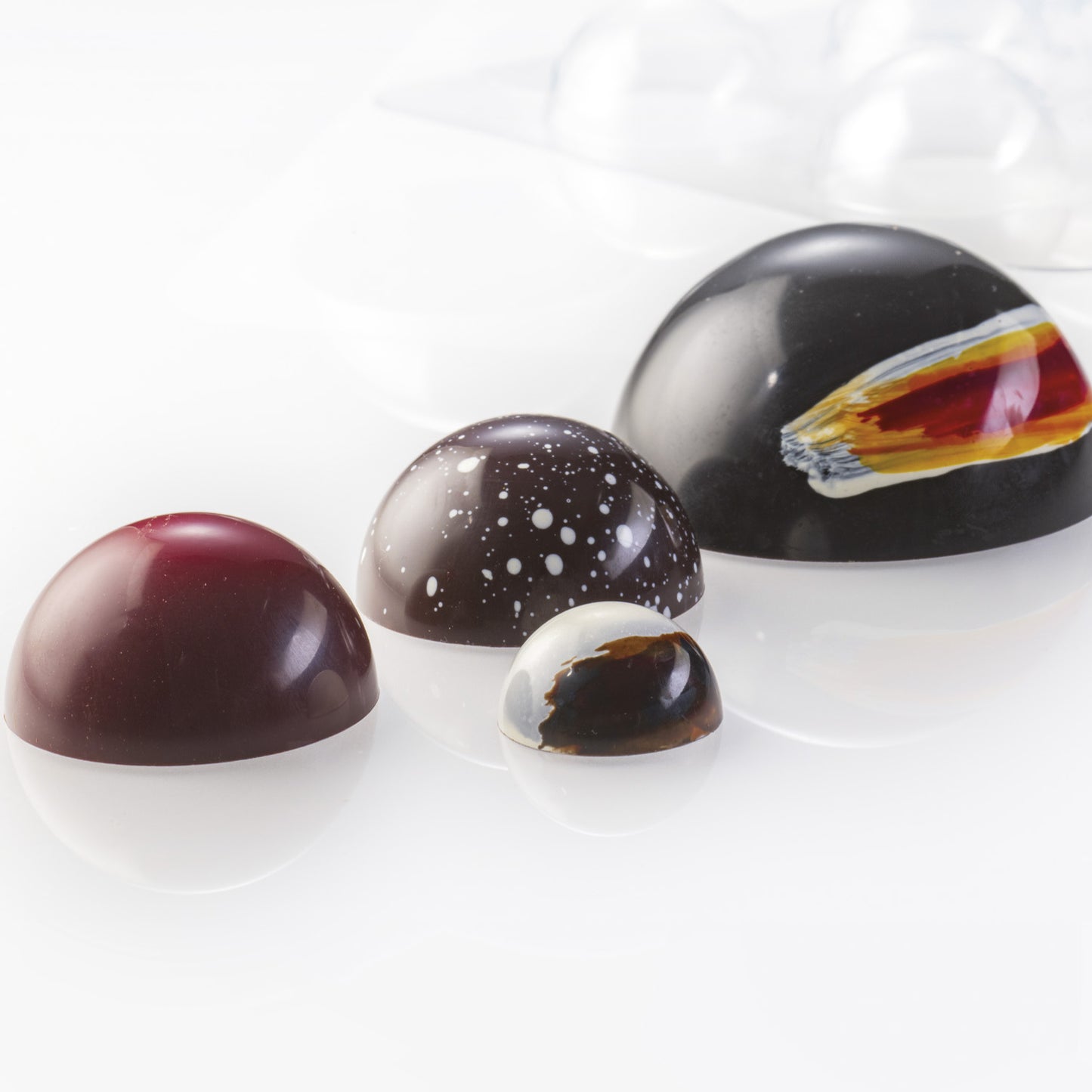 KIT 4 THERMOFORMED PLASTIC MOULD HALF SPHERE Ø 50 - 90MM