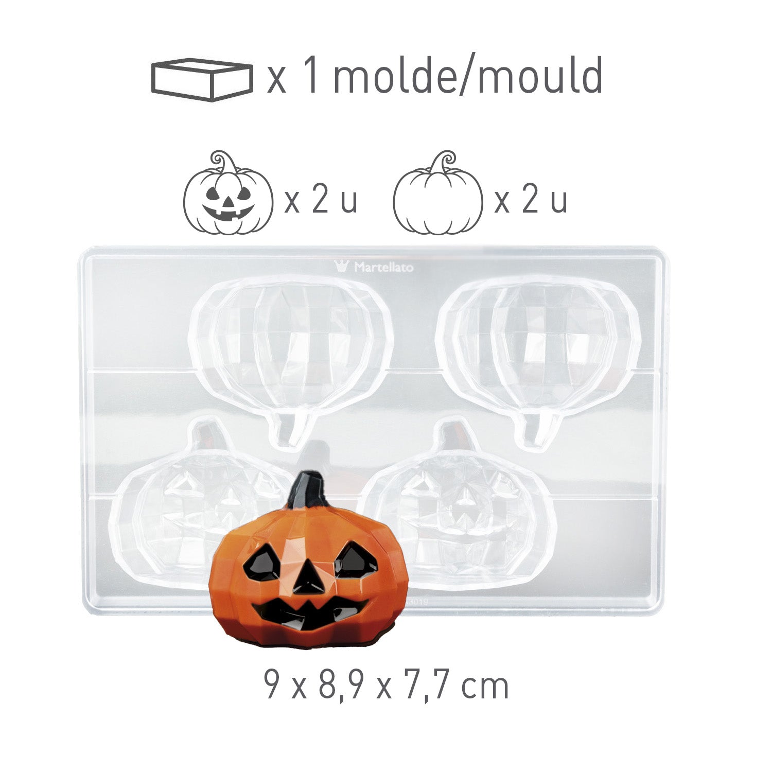 MOLDE CALABAZA 90 X 89 H 77.5 MM LIBRE BPA | 2 PIEZAS
