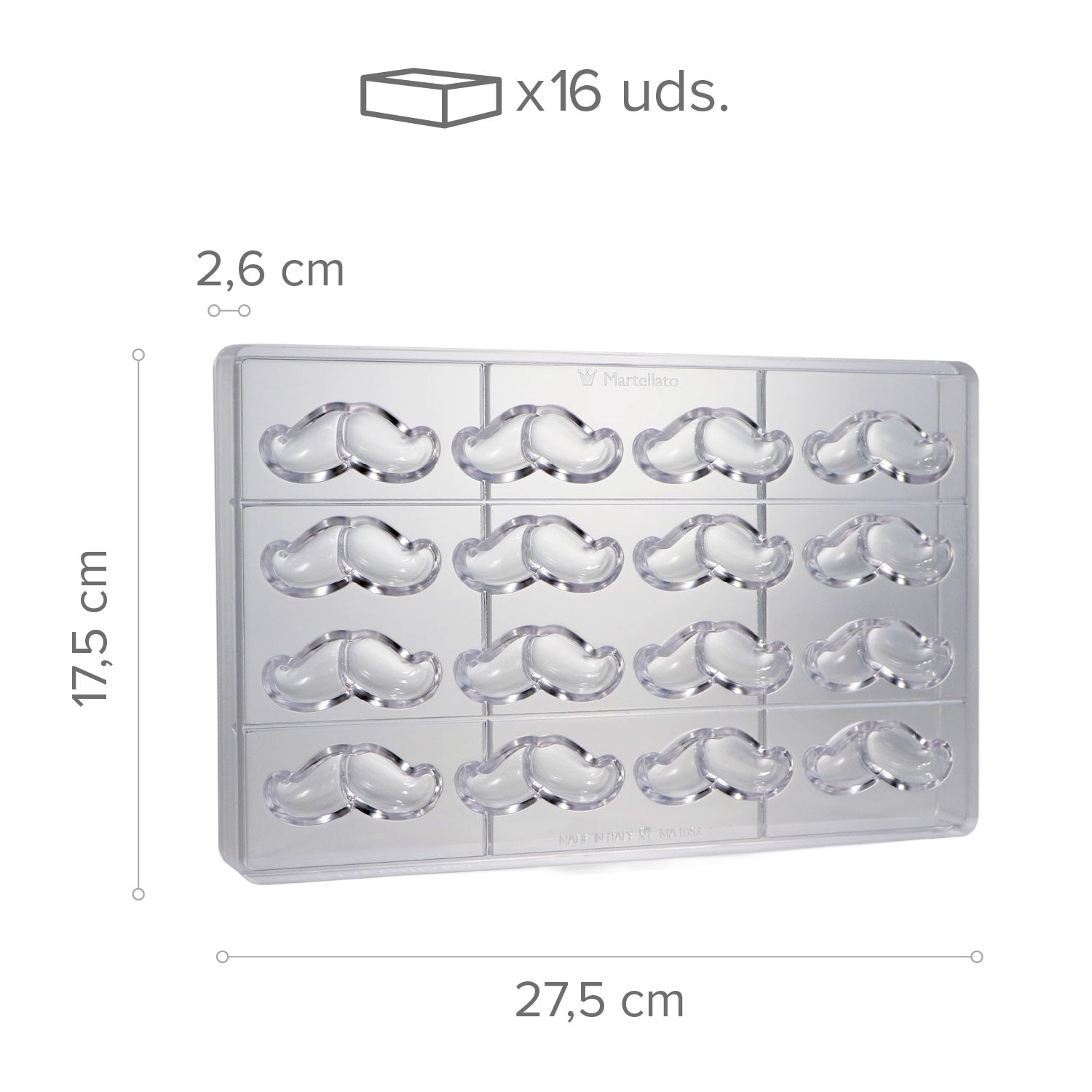 POLYCARBONATE MOULD BIGOT - 16 PIECES - 275 x 175 x 26 MM