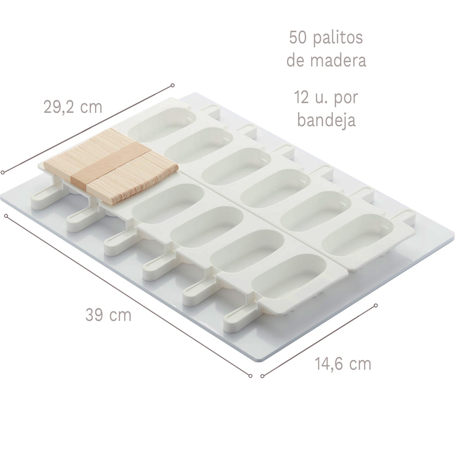  CLASSIC ICE CREAM MOULD - 2 MOULDS 390X146 MM AND 50 STICKS