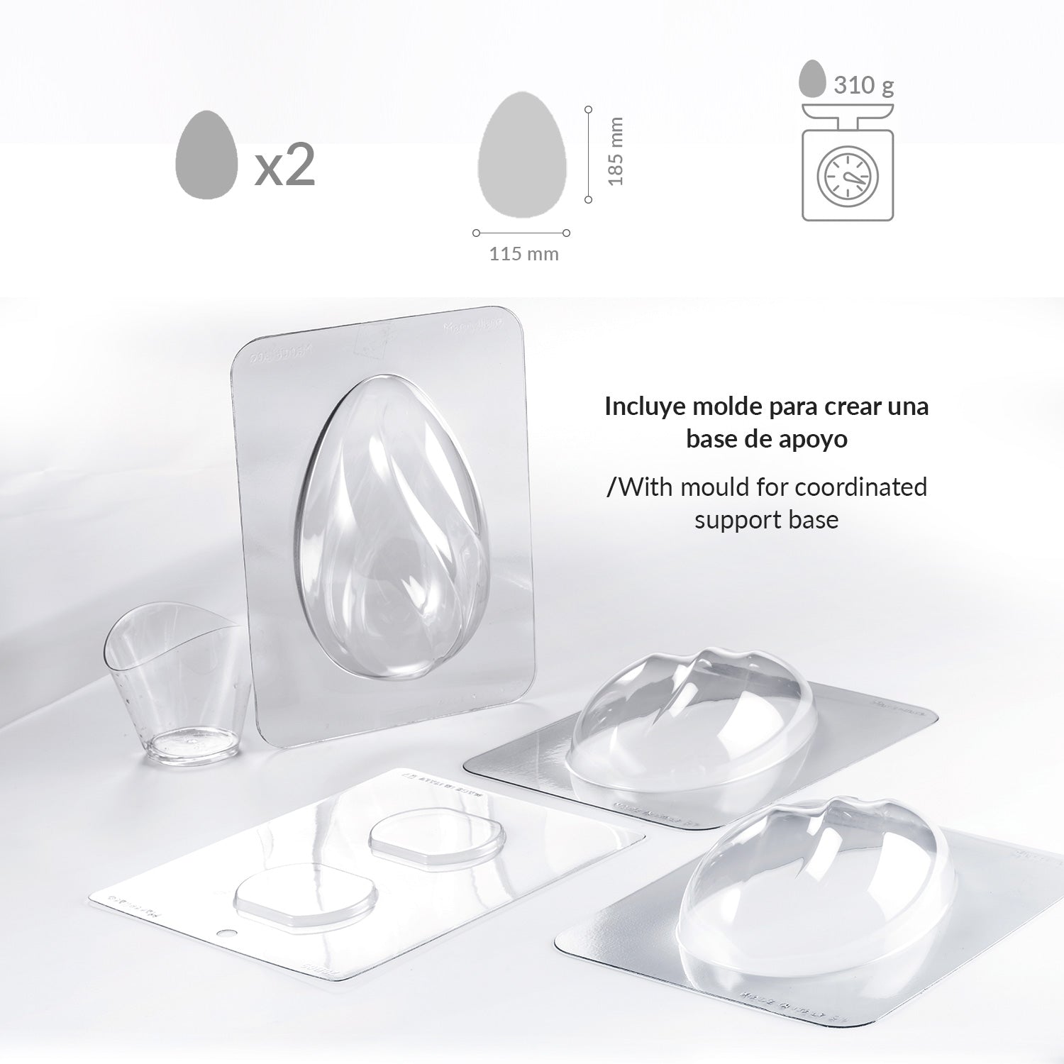 KIT MOLDE PLÁSTICO TERMOFORMADO HUEVO CURVY Ø115H185MM
