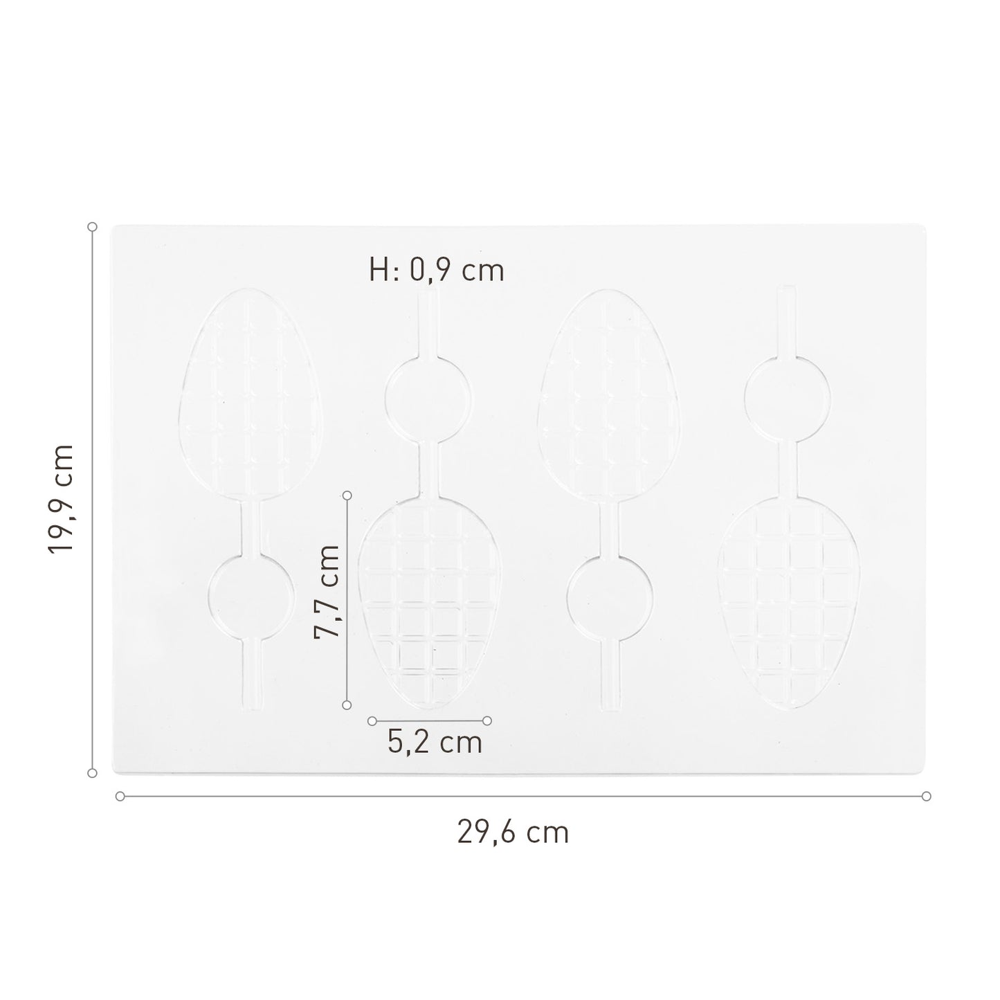 KIT 2 PLASTIC MOULDS CHOCOLATE EGG LOLLIPOPS 52X77XH9CM